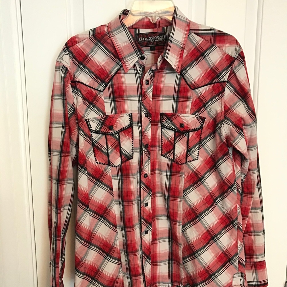 Plaid Western-Style Snap-front shirt, sz L
